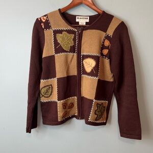 Joan Leslie Vintage Zip Up Cardigan Sweater. Looped in Hong Kong. Medium